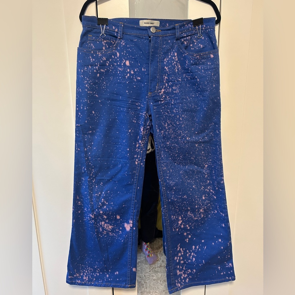 LIKE NEW Rachel Comey Blue and Pink Splatter Flare Jeans